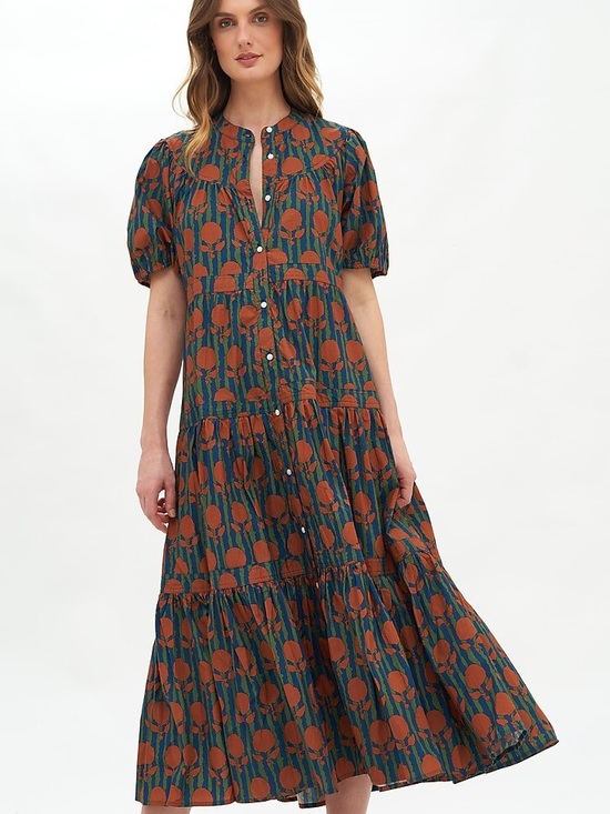 Oliphant Dresses & Skirts - Oliphant Cognac Istanbul Pintuck puff sleeve  Dress